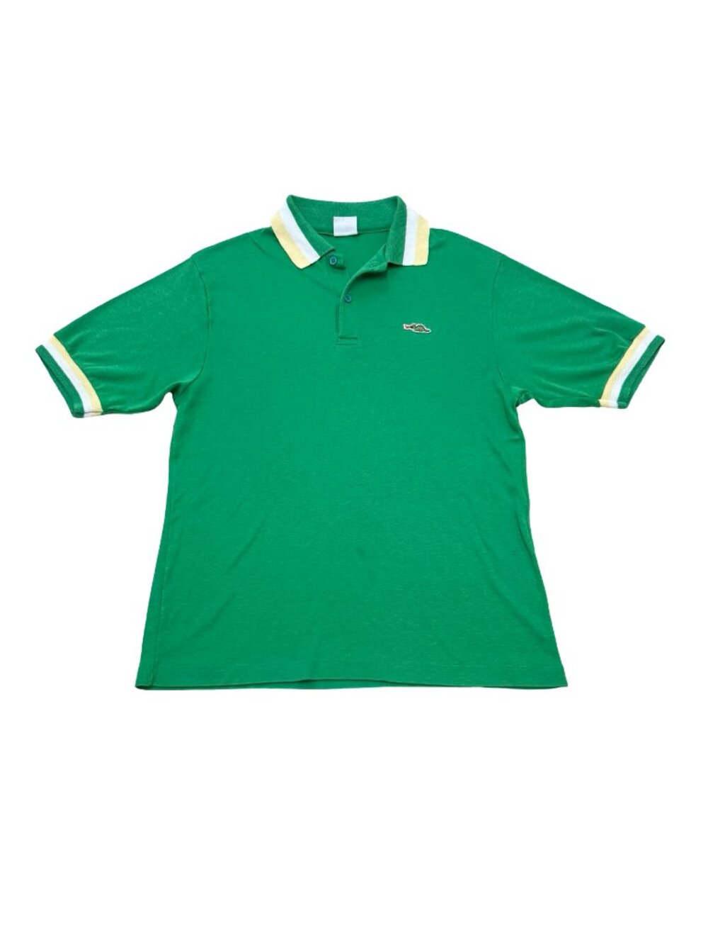 Vintage Sears Green Polo Shirt Single Stitch USA 1980s Poly Cotton Blend